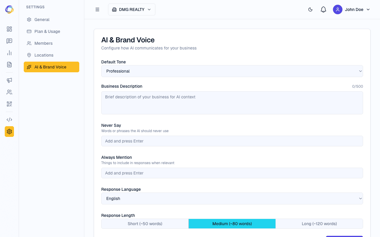 Widget configuration panel showing customization options for the embeddable review widget